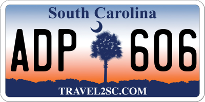SC license plate ADP606