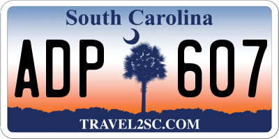 SC license plate ADP607