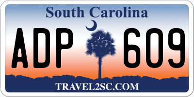 SC license plate ADP609