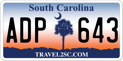 SC license plate ADP643