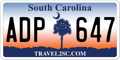 SC license plate ADP647