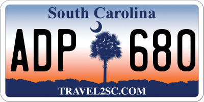 SC license plate ADP680