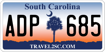 SC license plate ADP685