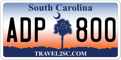 SC license plate ADP800