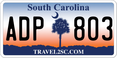 SC license plate ADP803