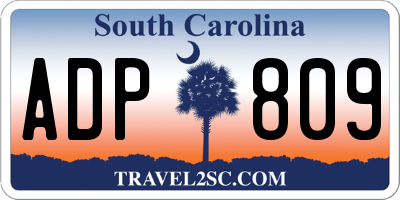 SC license plate ADP809