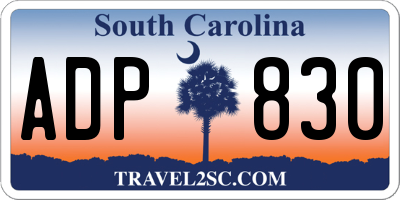SC license plate ADP830