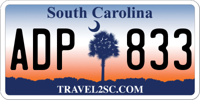 SC license plate ADP833