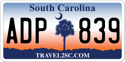 SC license plate ADP839