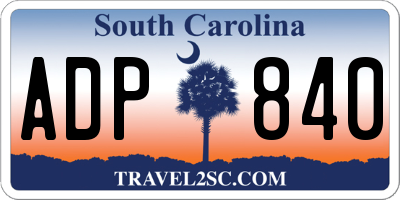 SC license plate ADP840