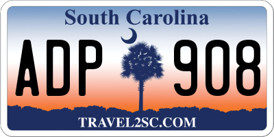 SC license plate ADP908