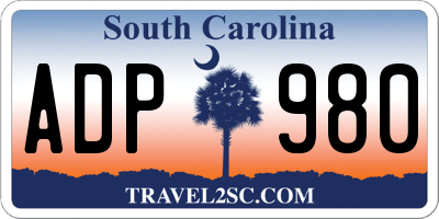 SC license plate ADP980