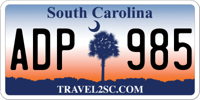 SC license plate ADP985