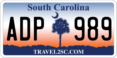 SC license plate ADP989