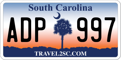 SC license plate ADP997