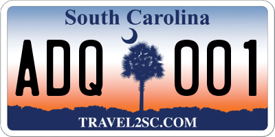 SC license plate ADQ001