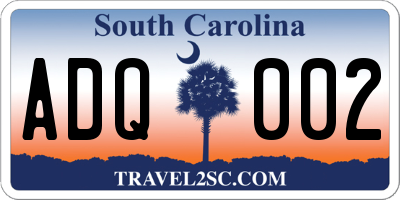 SC license plate ADQ002