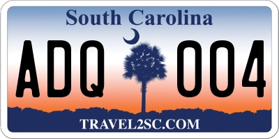 SC license plate ADQ004