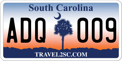 SC license plate ADQ009