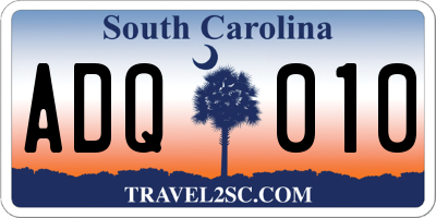 SC license plate ADQ010