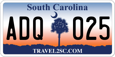 SC license plate ADQ025