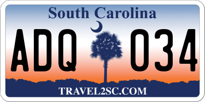 SC license plate ADQ034