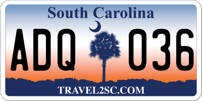 SC license plate ADQ036