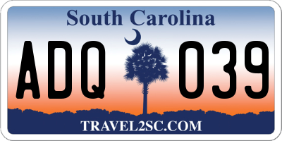 SC license plate ADQ039