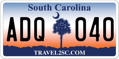 SC license plate ADQ040