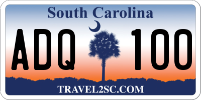 SC license plate ADQ100