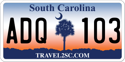 SC license plate ADQ103