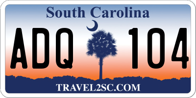 SC license plate ADQ104
