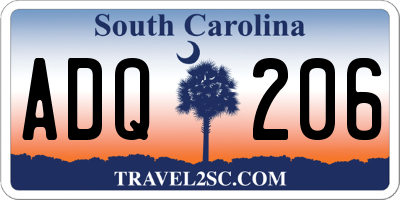 SC license plate ADQ206