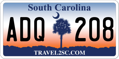 SC license plate ADQ208