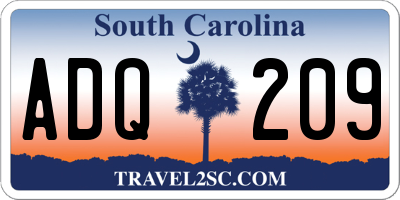 SC license plate ADQ209
