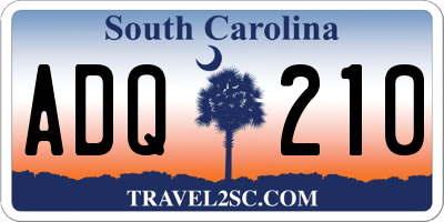 SC license plate ADQ210