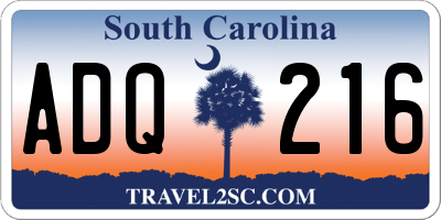 SC license plate ADQ216