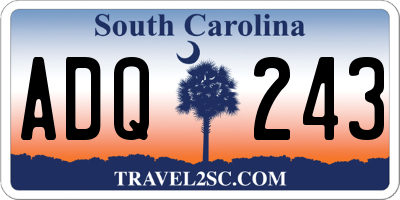 SC license plate ADQ243