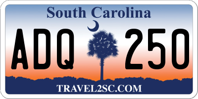 SC license plate ADQ250