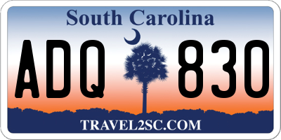 SC license plate ADQ830