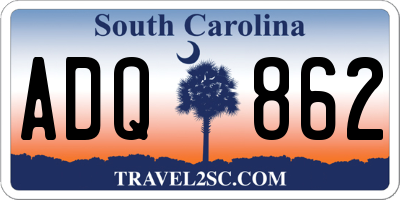 SC license plate ADQ862