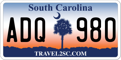 SC license plate ADQ980