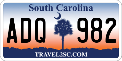 SC license plate ADQ982