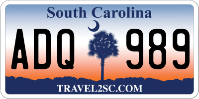 SC license plate ADQ989
