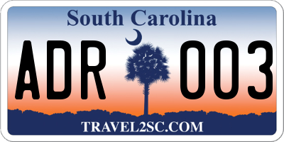 SC license plate ADR003