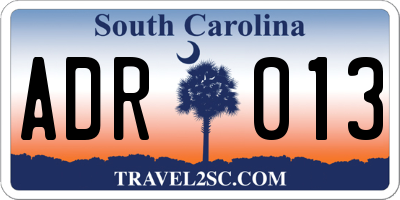 SC license plate ADR013
