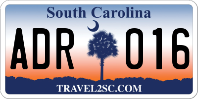 SC license plate ADR016