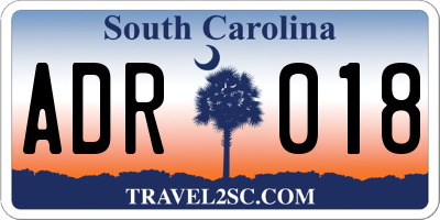 SC license plate ADR018