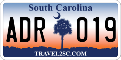 SC license plate ADR019