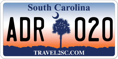 SC license plate ADR020